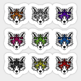 Foxes Sticker Set of Nine Sticker